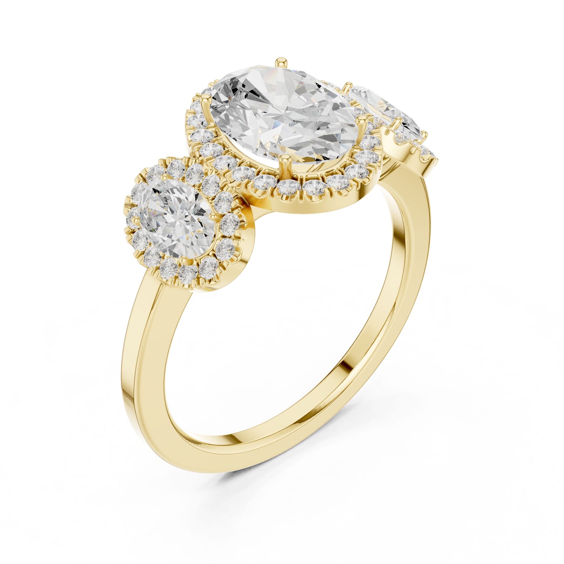 Oval Lab Grown Diamond Three-Stone Engagement Ring