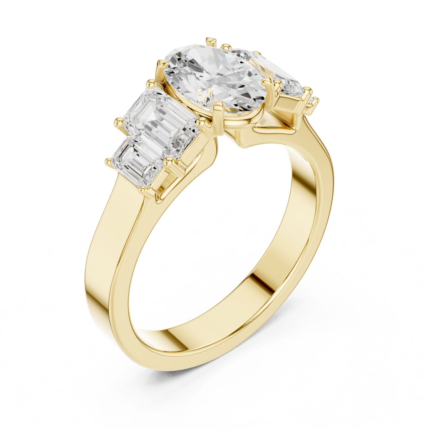 Oval Lab Grown Diamond Three-Stone Engagement Ring