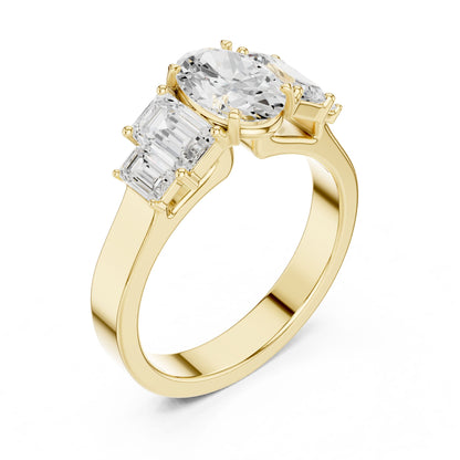 Oval Lab Grown Diamond Three-Stone Engagement Ring
