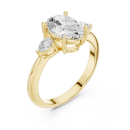 Oval Lab Grown Diamond Three-Stone Engagement Ring
