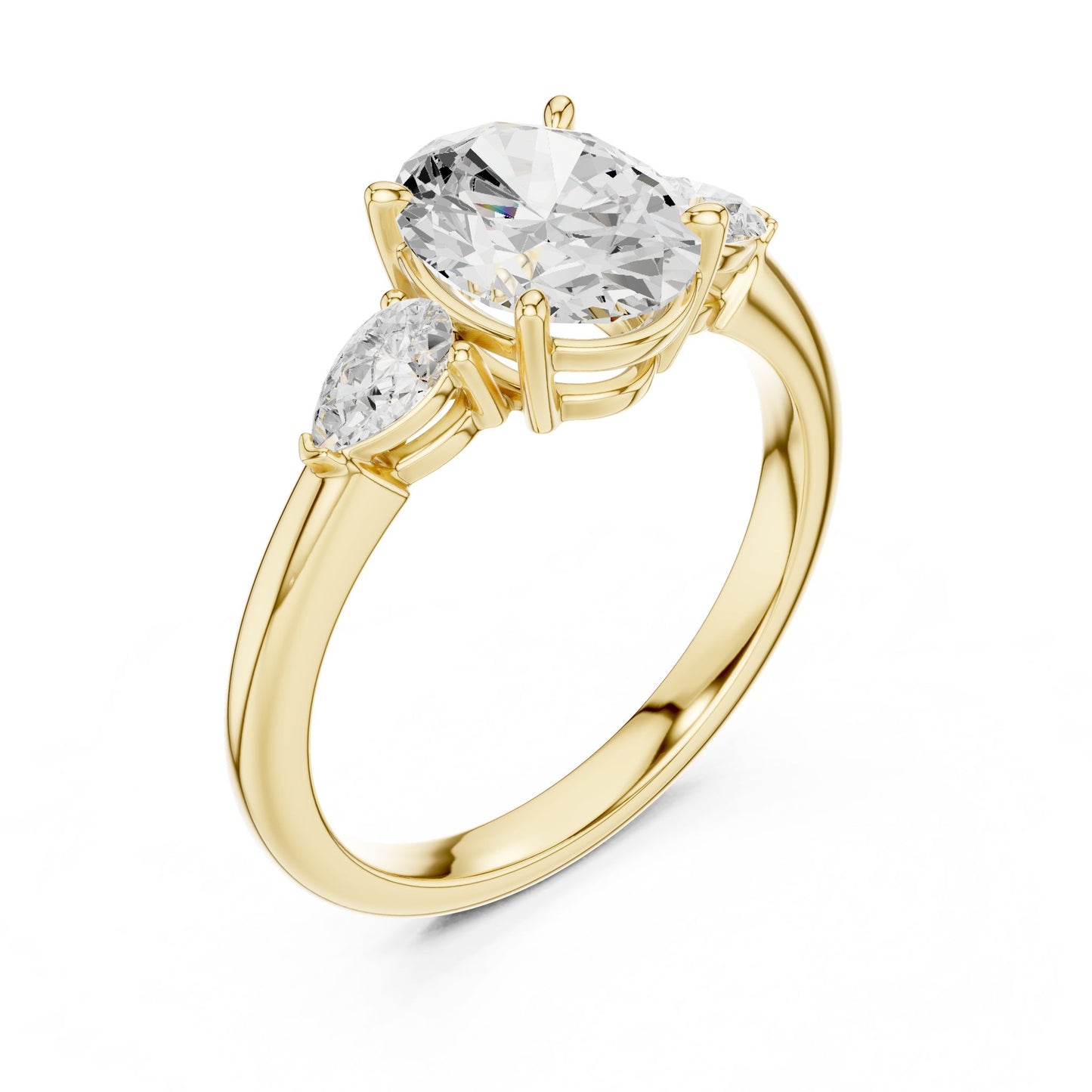 Oval Lab Grown Diamond Three-Stone Engagement Ring