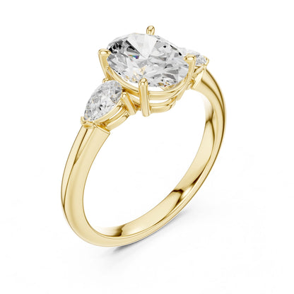 Oval Lab Grown Diamond Three-Stone Engagement Ring
