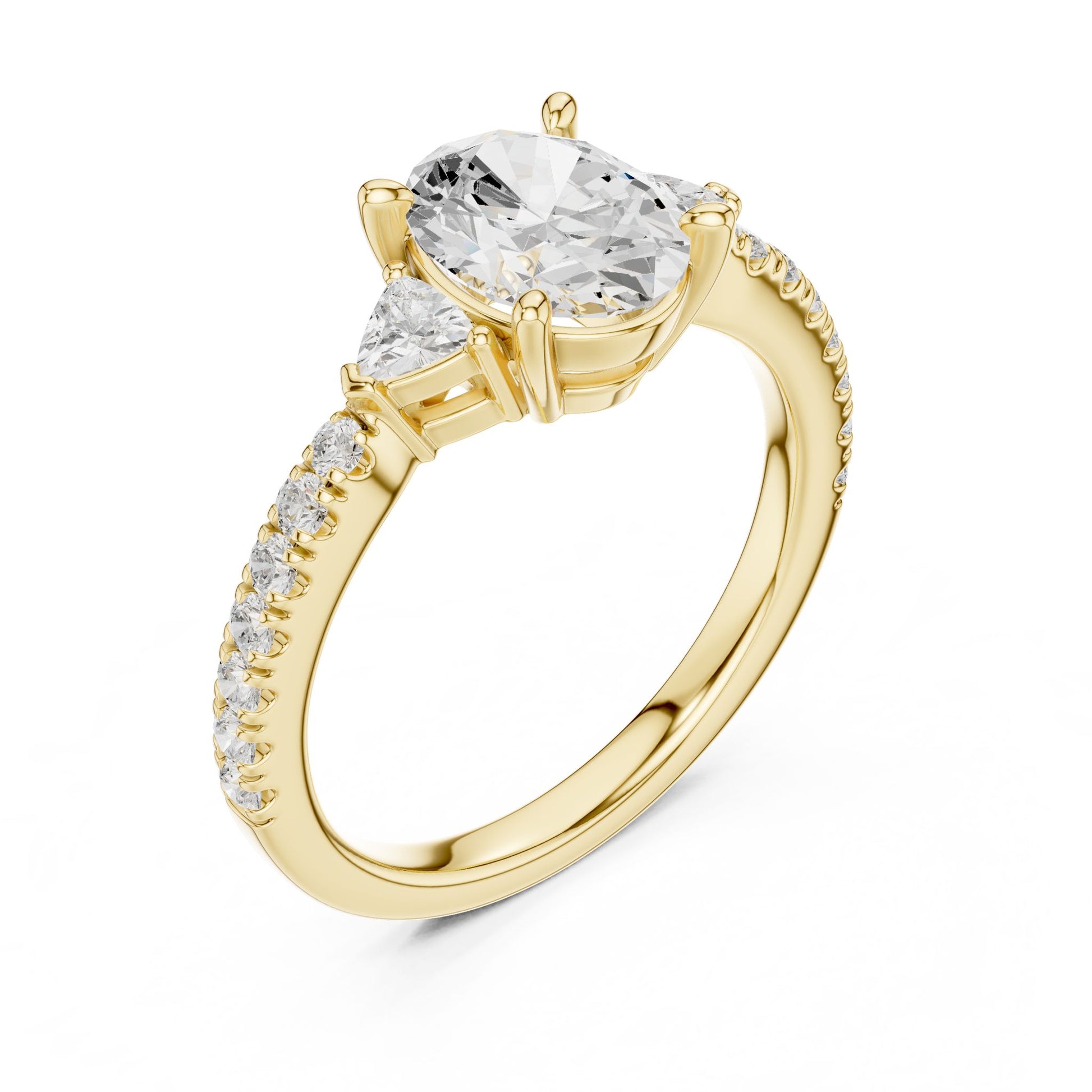 Oval Lab Grown Diamond Three-Stone Engagement Ring