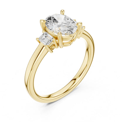 Oval Lab Grown Diamond Three-Stone Engagement Ring