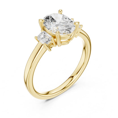 Oval Lab Grown Diamond Three-Stone Engagement Ring