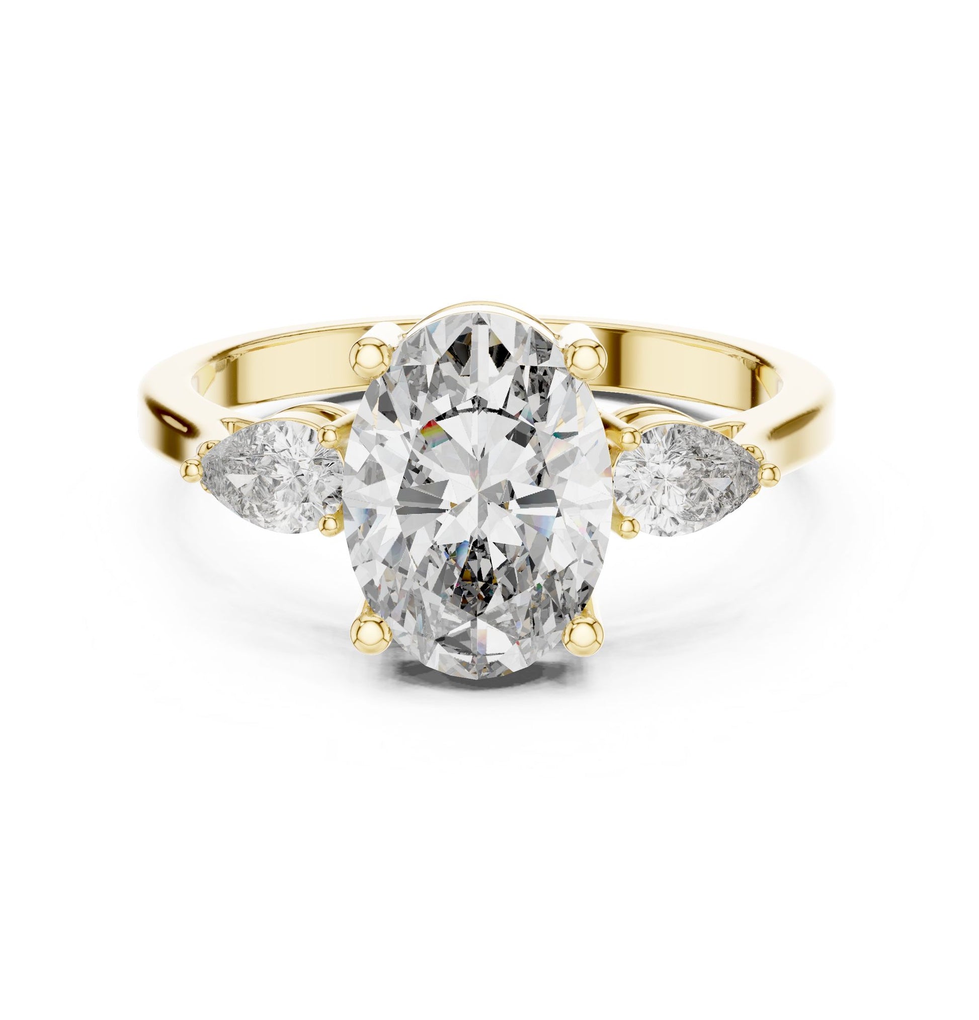 Oval Lab Grown Diamond Three-Stone Engagement Ring