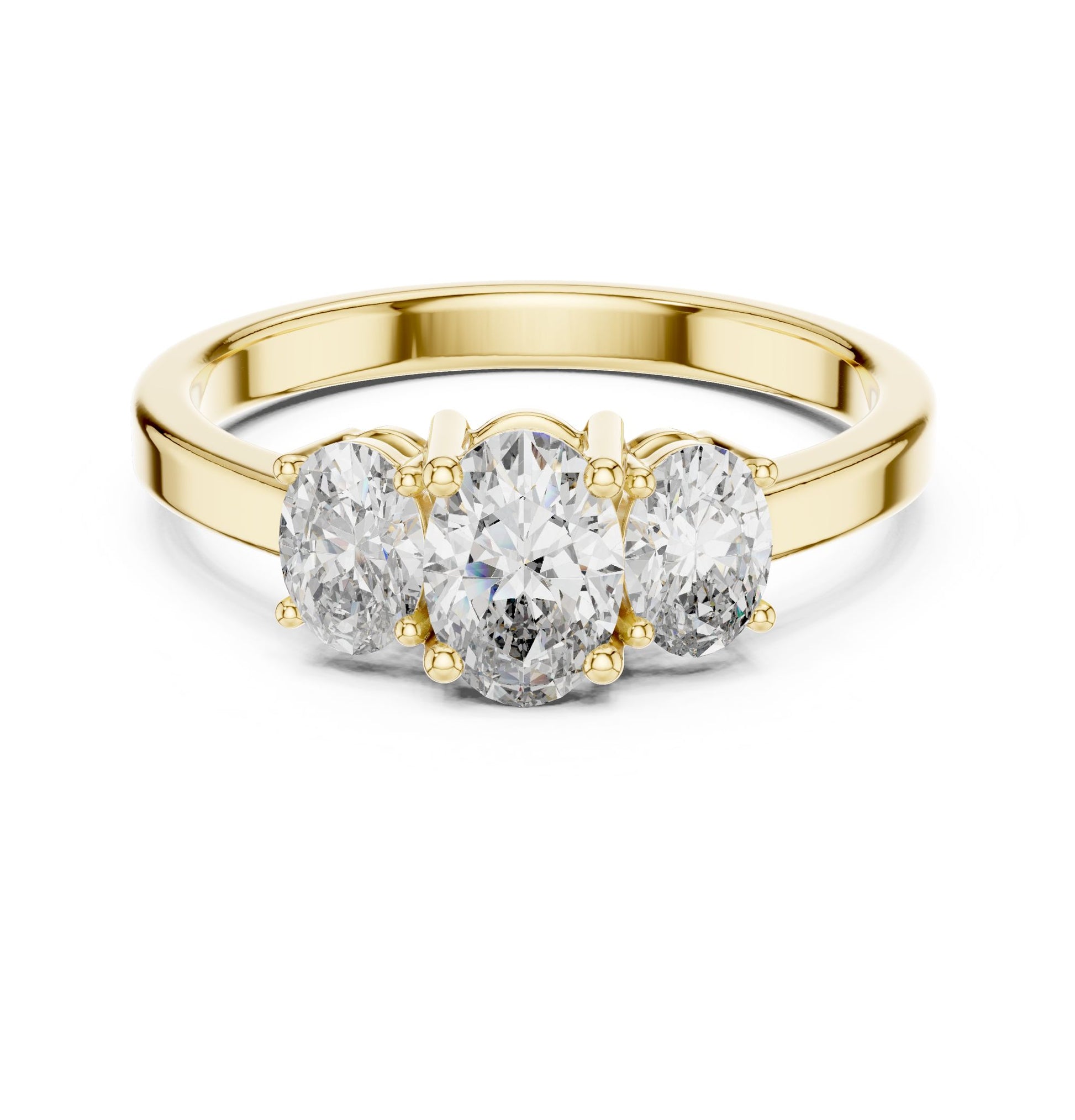 Oval Lab Grown Diamond Three-Stone Engagement Ring