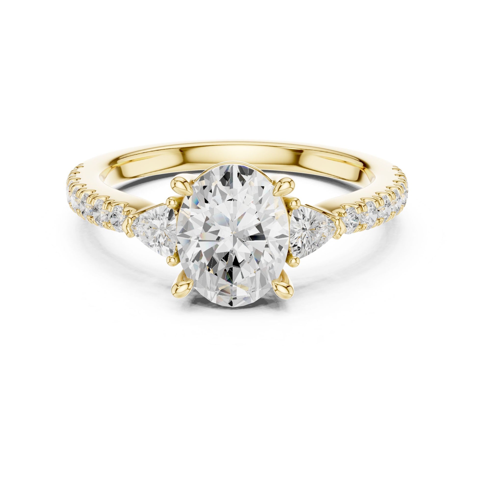 Oval Lab Grown Diamond Three-Stone Engagement Ring