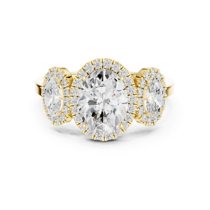 Oval Lab Grown Diamond Three-Stone Engagement Ring