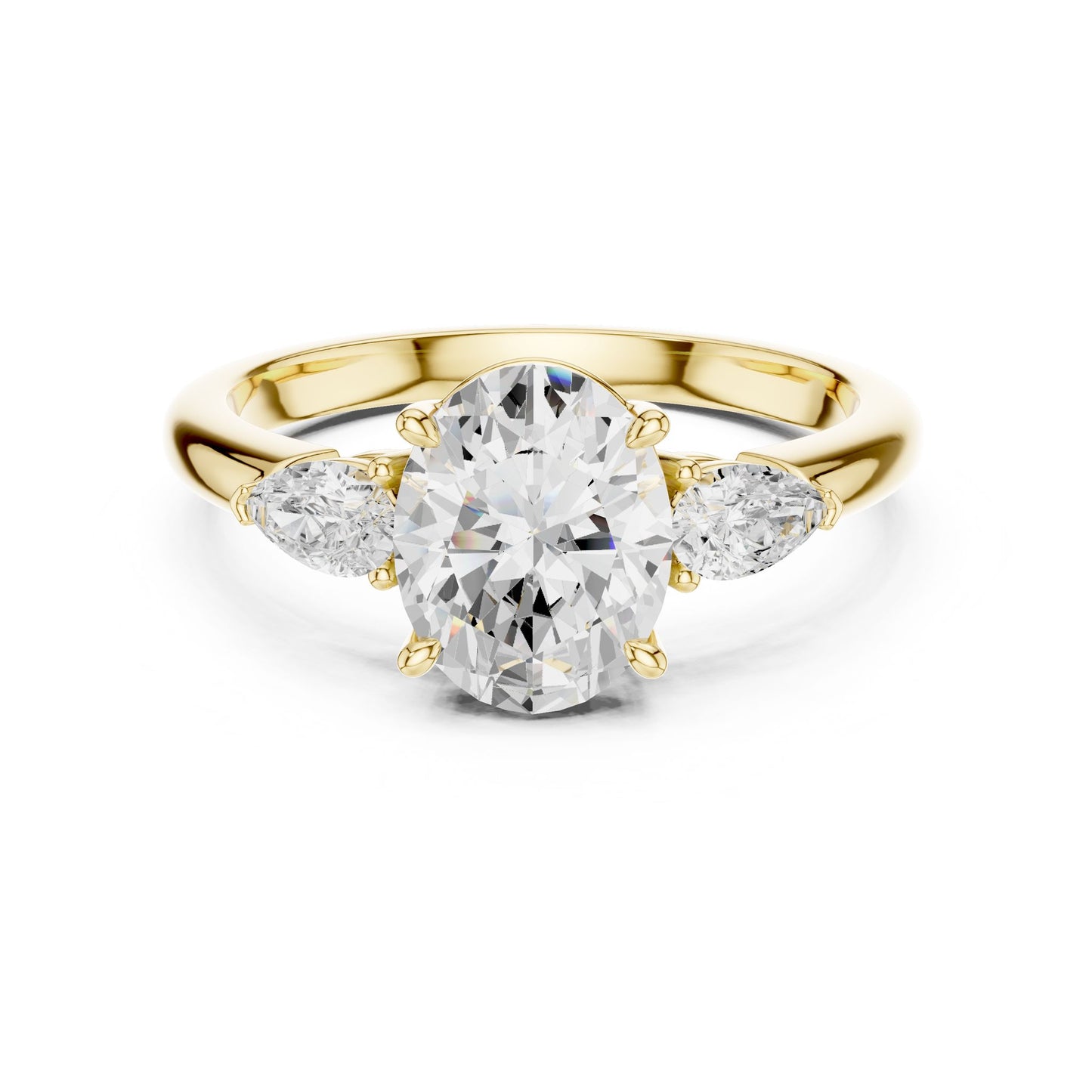Oval Lab Grown Diamond Three-Stone Engagement Ring