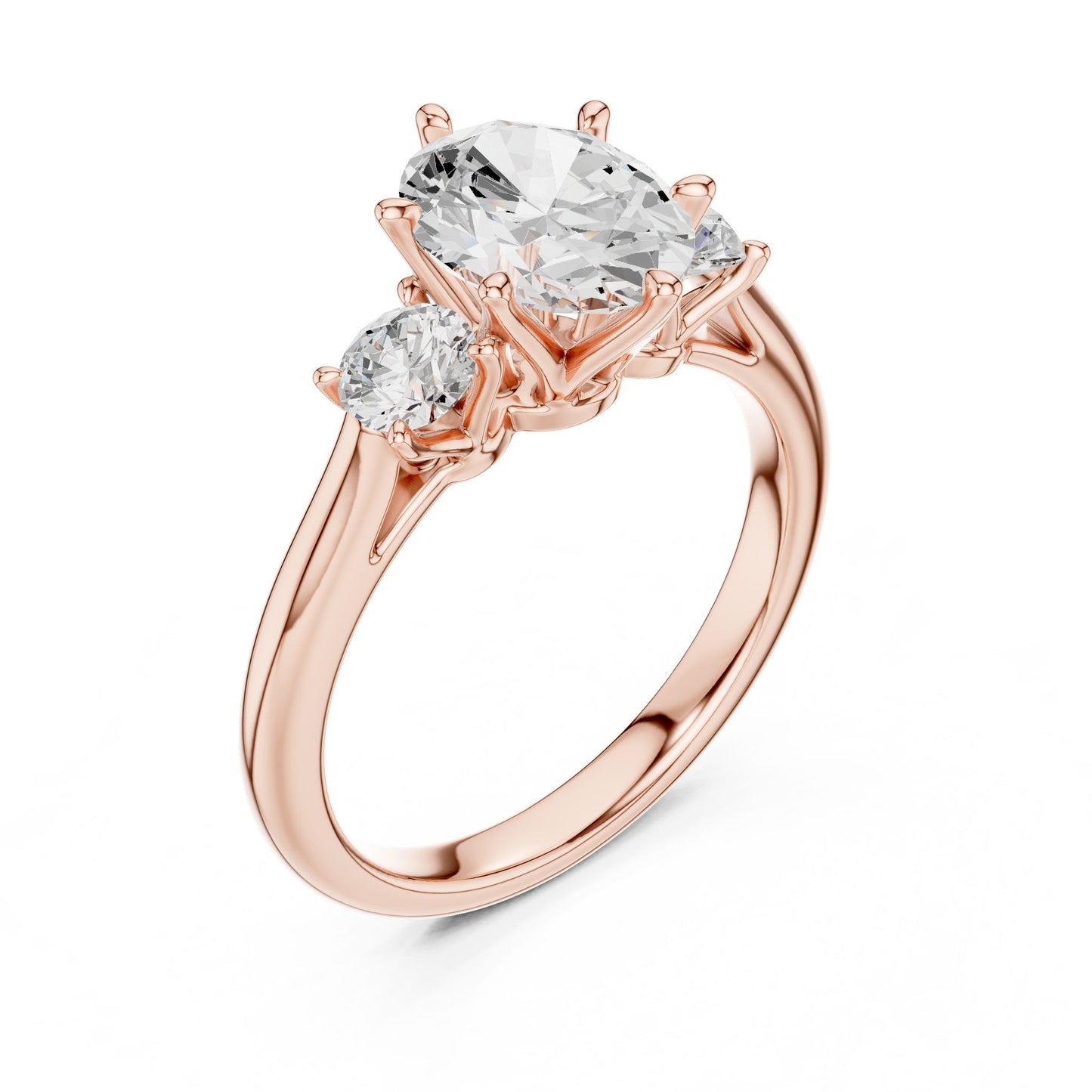 Oval Lab Grown Diamond Three-Stone Engagement Ring