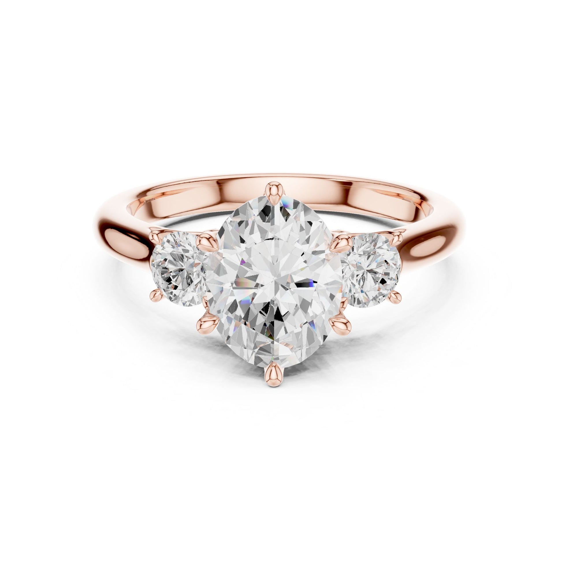 Oval Lab Grown Diamond Three-Stone Engagement Ring