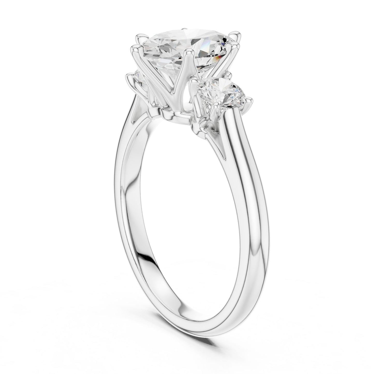 Oval Lab Grown Diamond Three-Stone Engagement Ring