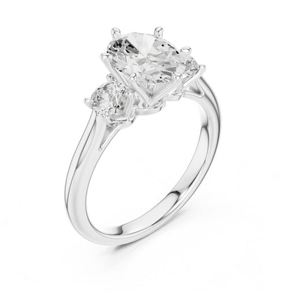 Oval Lab Grown Diamond Three-Stone Engagement Ring
