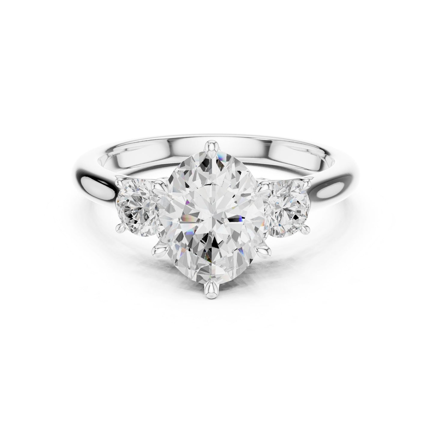Oval Lab Grown Diamond Three-Stone Engagement Ring