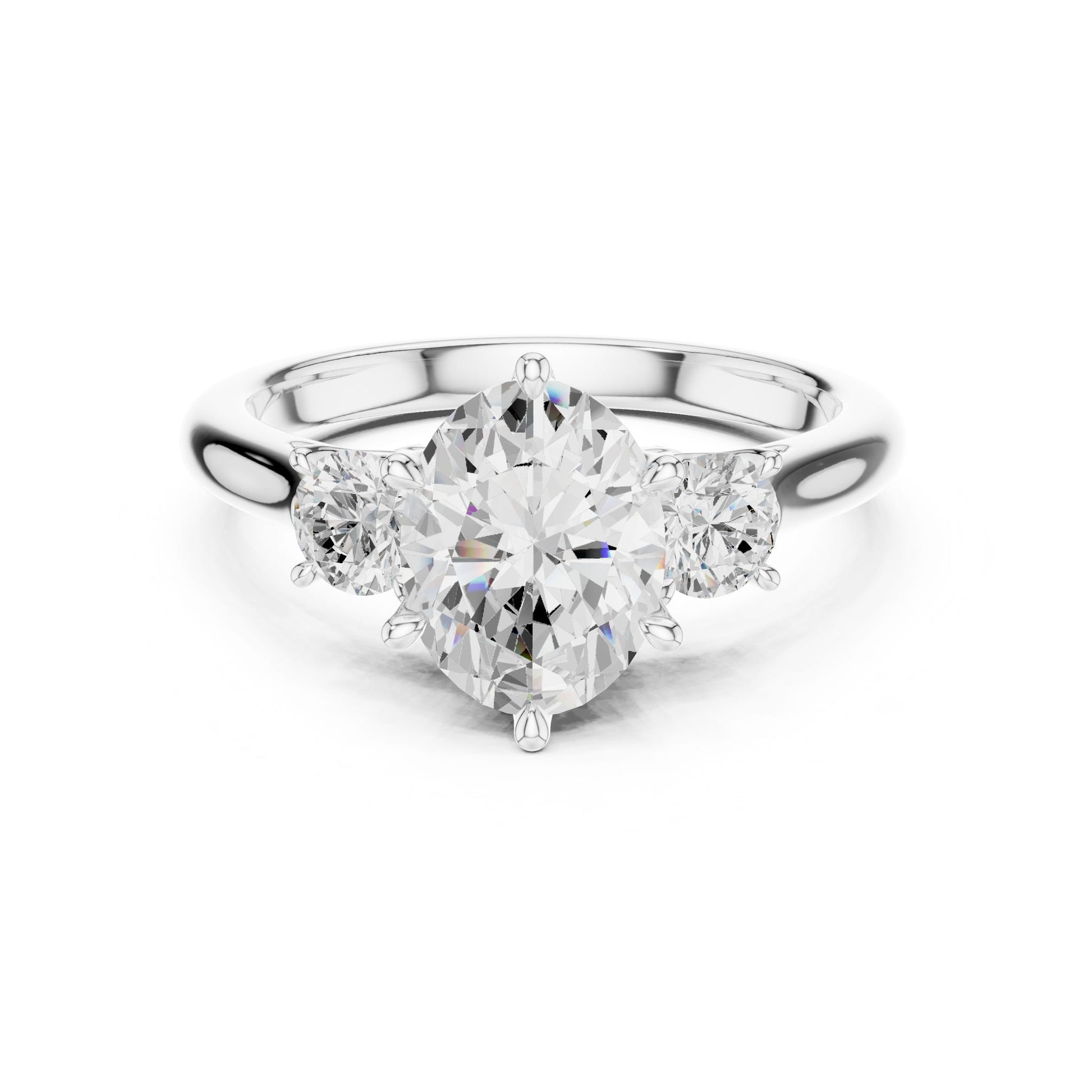 Oval Lab Grown Diamond Three-Stone Engagement Ring