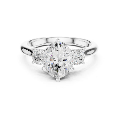 Oval Lab Grown Diamond Three-Stone Engagement Ring