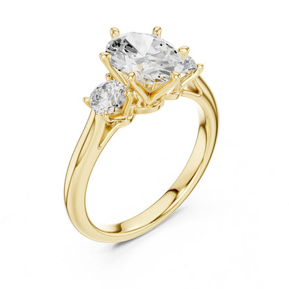 Oval Lab Grown Diamond Three-Stone Engagement Ring