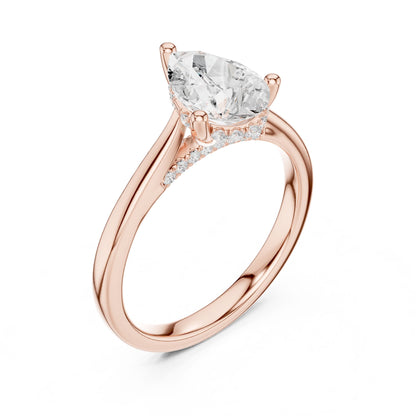 Pear Lab Grown Diamond Cathedral Engagement Ring