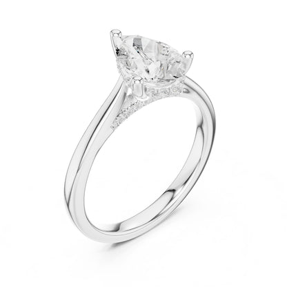 Pear Lab Grown Diamond Cathedral Engagement Ring