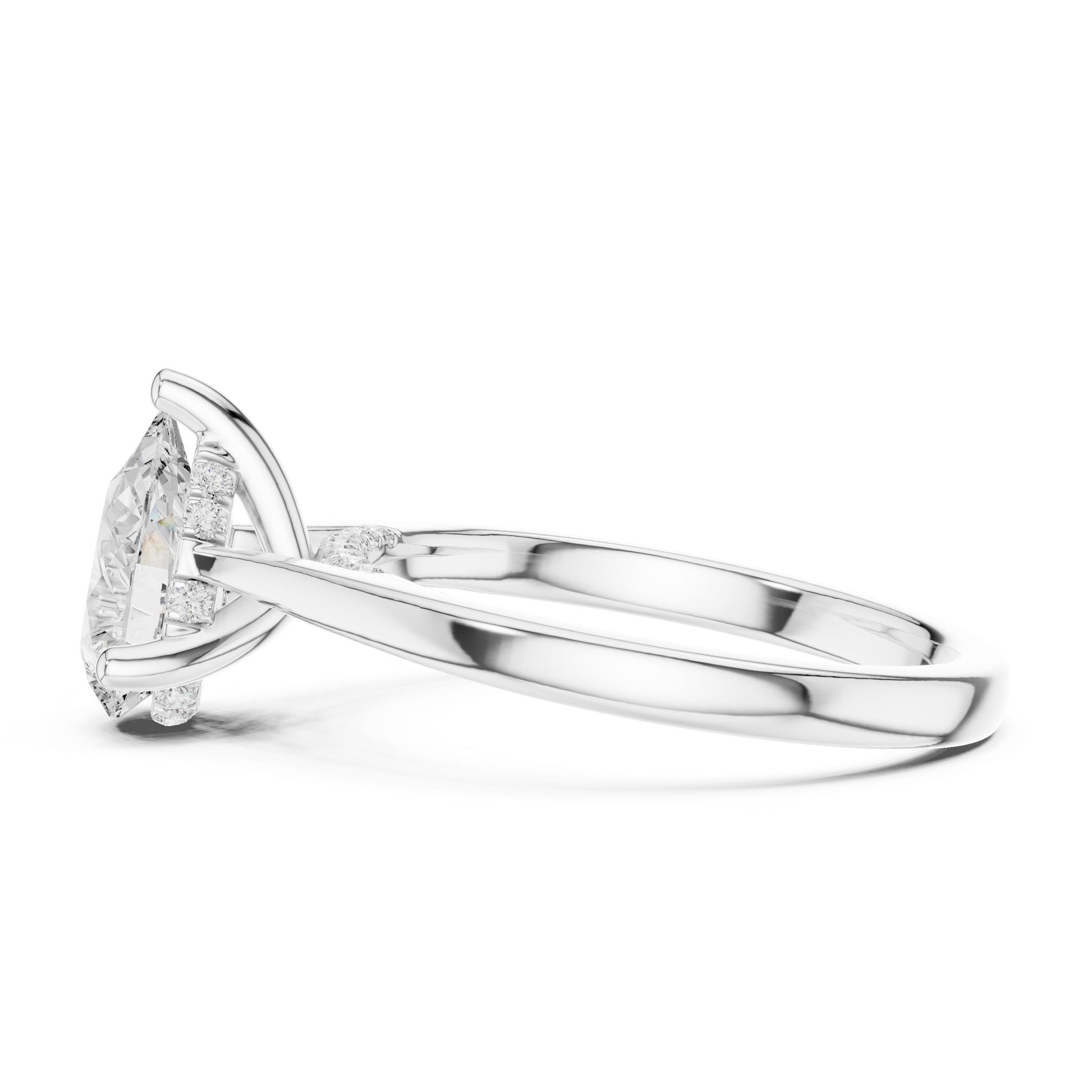 Pear Lab Grown Diamond Cathedral Engagement Ring