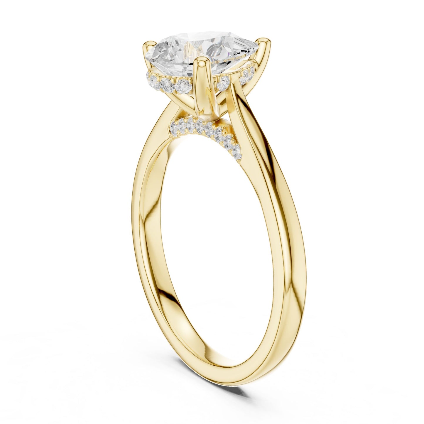 Pear Lab Grown Diamond Cathedral Engagement Ring
