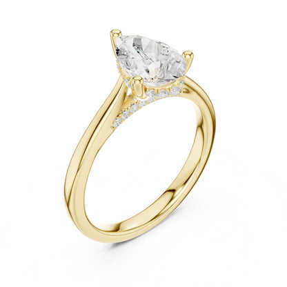 Pear Lab Grown Diamond Cathedral Engagement Ring