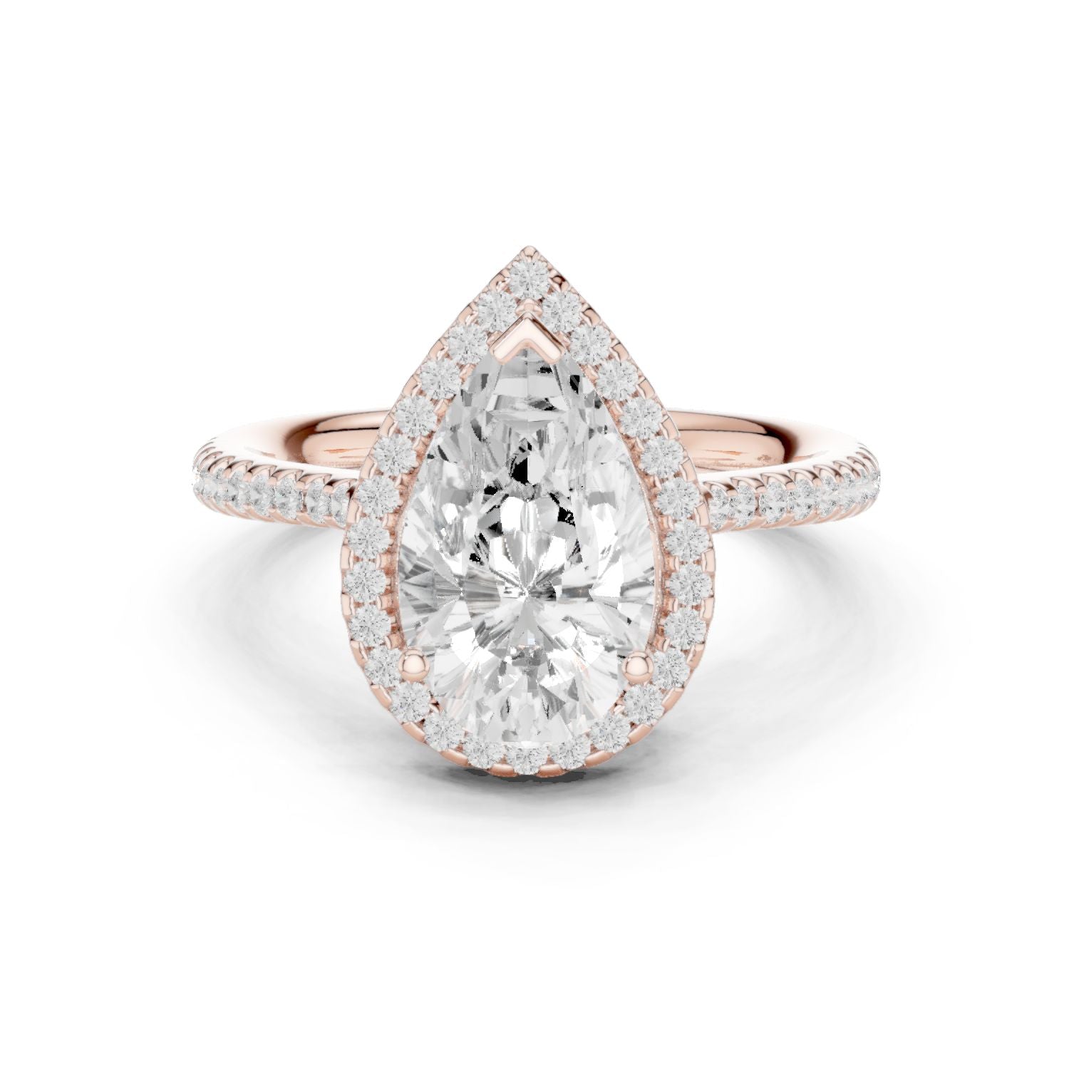 Pear Lab Grown Diamond Halo Engagement Ring