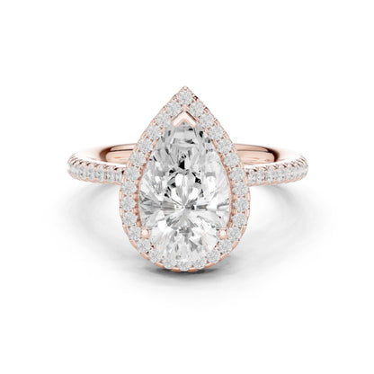 Pear Lab Grown Diamond Halo Engagement Ring
