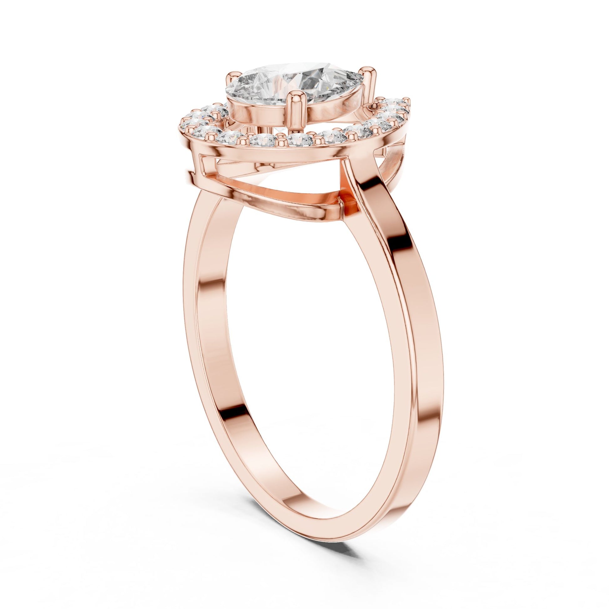 Pear Lab Grown Diamond Halo Engagement Ring