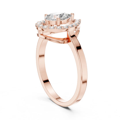 Pear Lab Grown Diamond Halo Engagement Ring