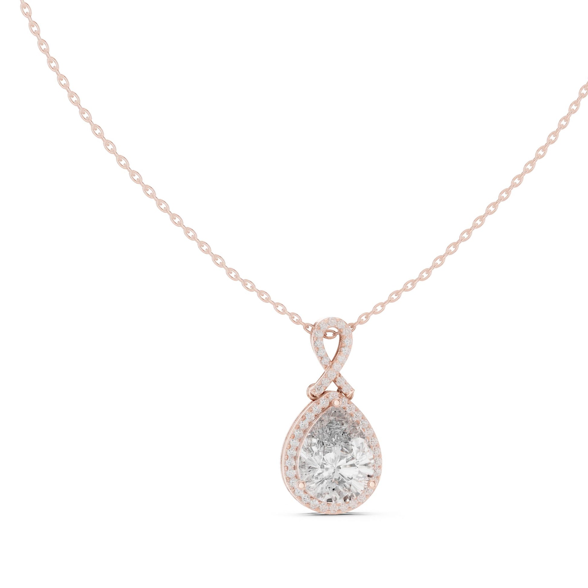 Pear Lab Grown Diamond Halo Pendant