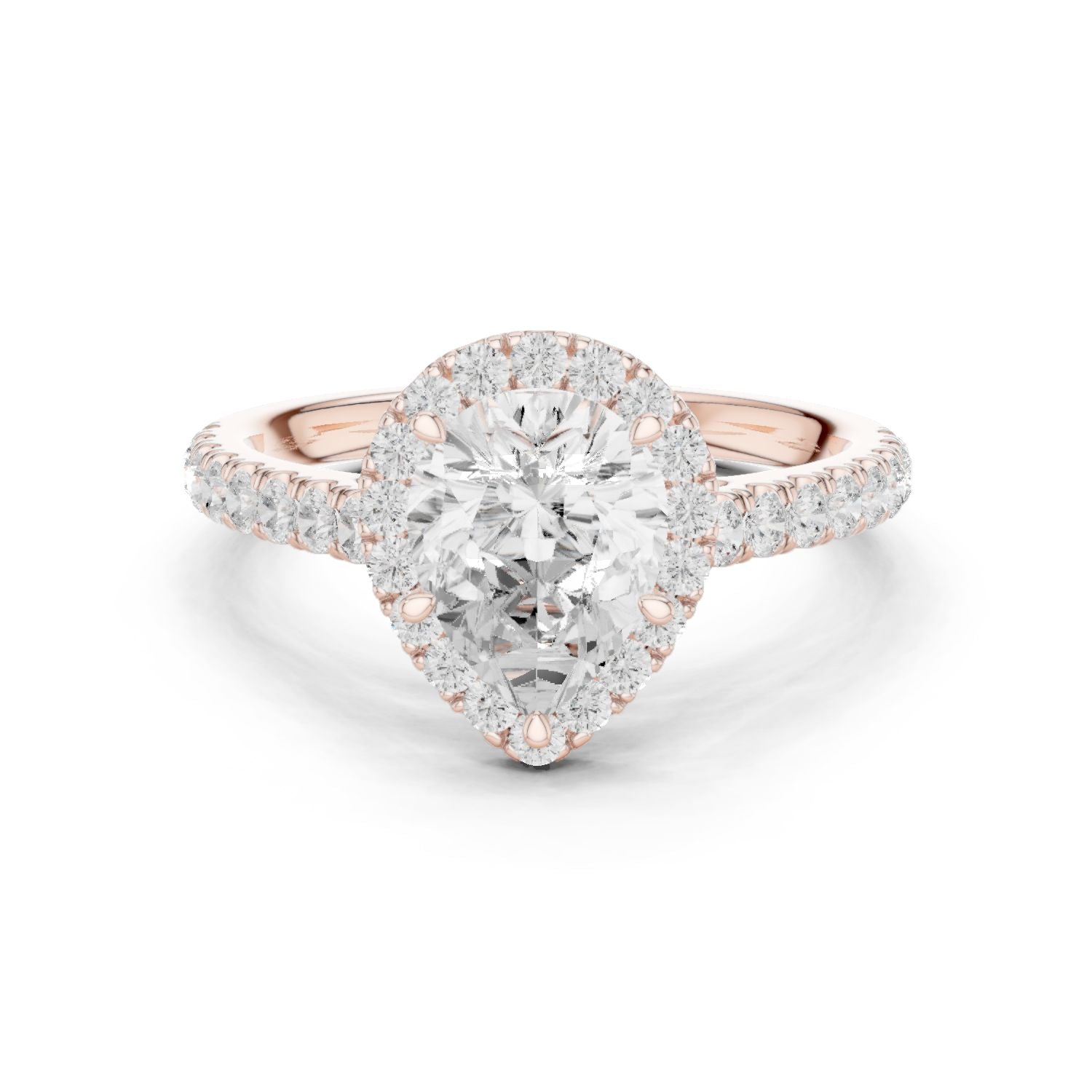 Pear Lab Grown Diamond Halo Engagement Ring