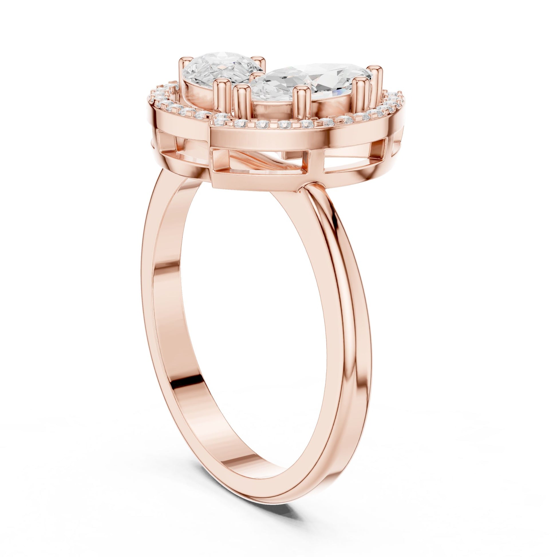 Pear Lab Grown Diamond Halo Engagement Ring