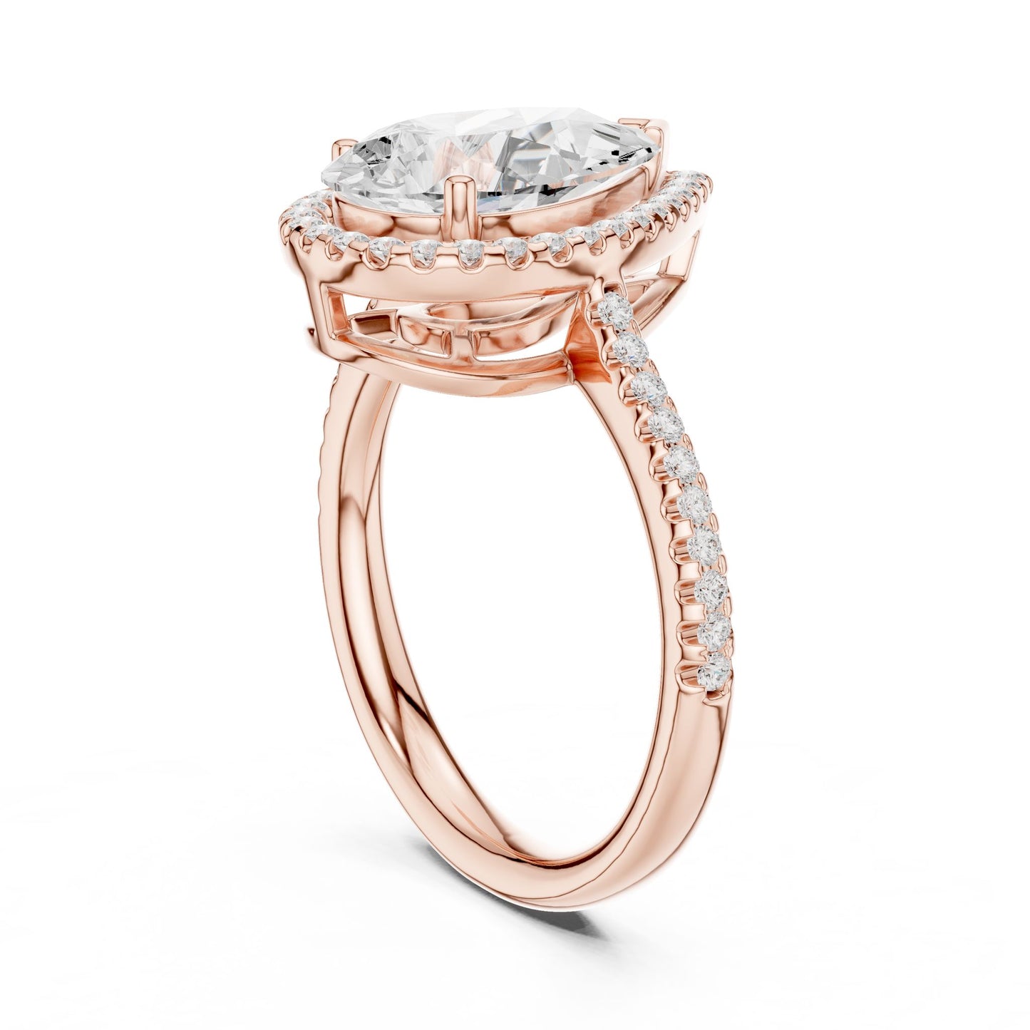 Pear Lab Grown Diamond Halo Engagement Ring