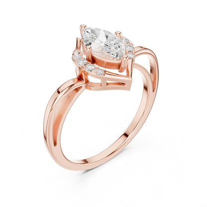 Pear Lab Grown Diamond Halo Engagement Ring