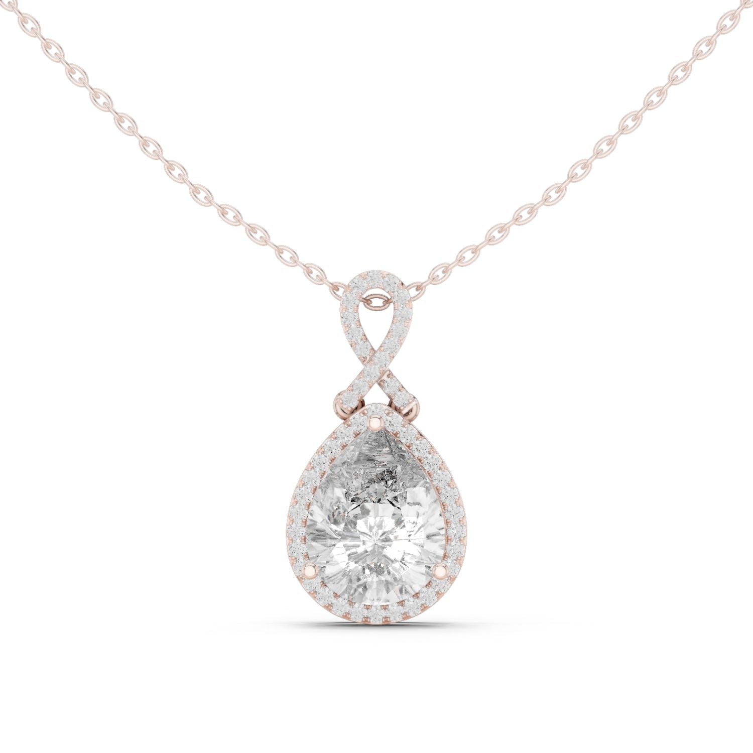 Pear Lab Grown Diamond Halo Pendant