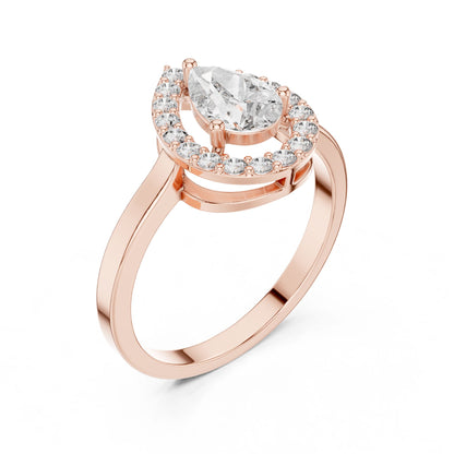Pear Lab Grown Diamond Halo Engagement Ring