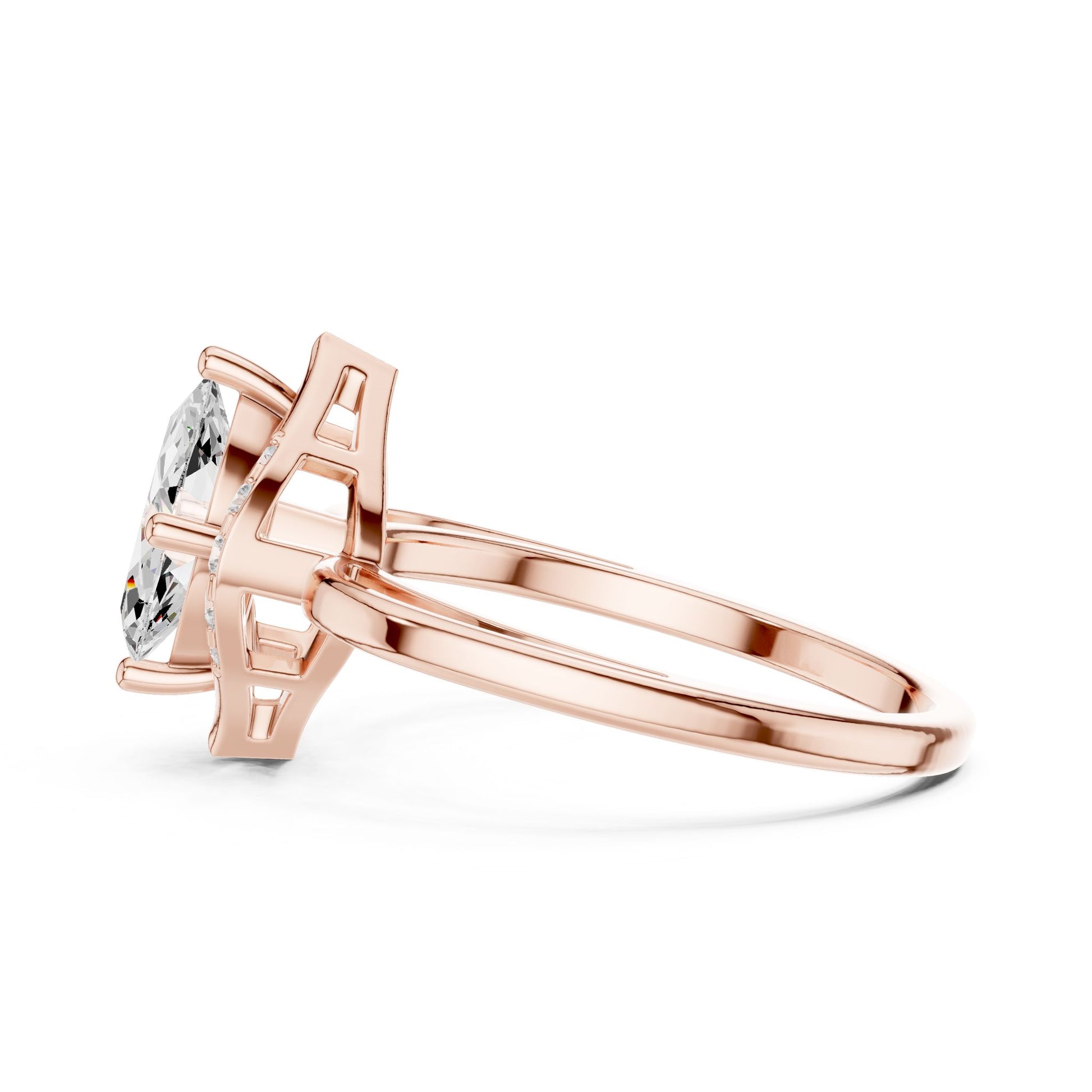 Pear Lab Grown Diamond Halo Engagement Ring