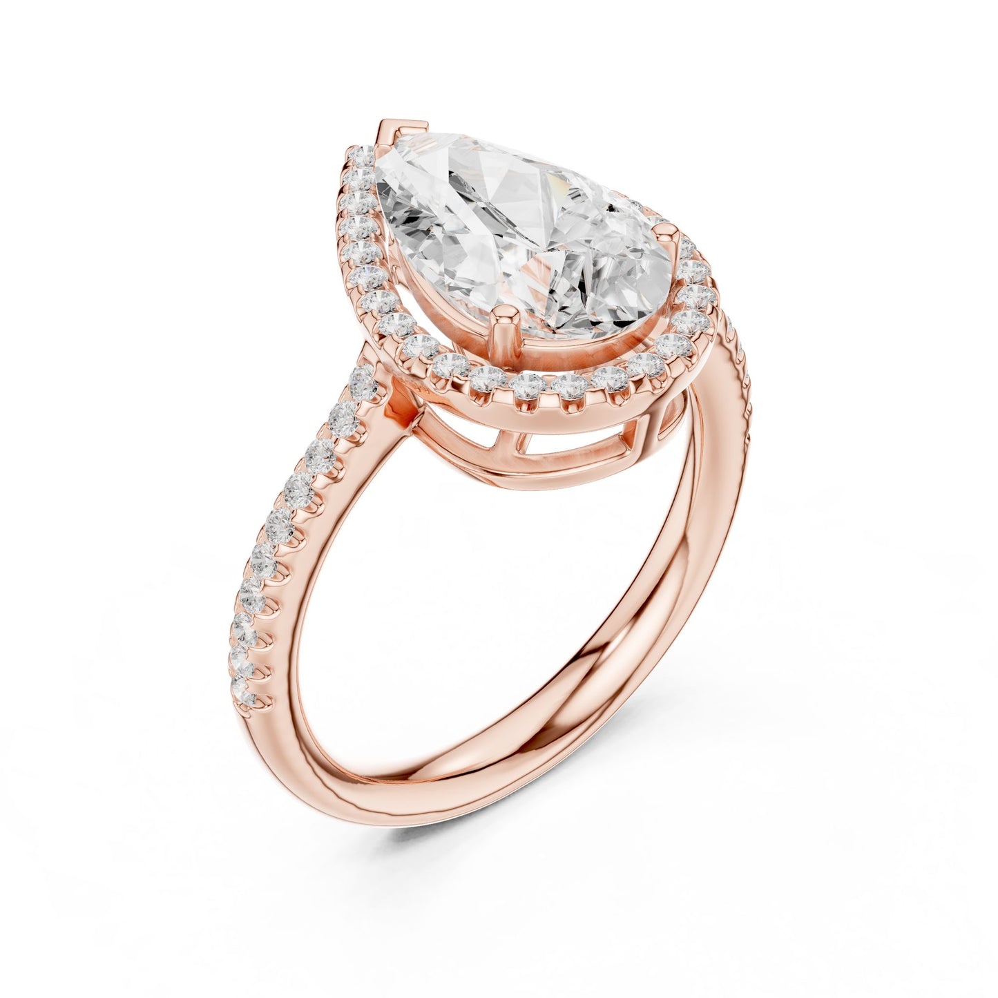 Pear Lab Grown Diamond Halo Engagement Ring