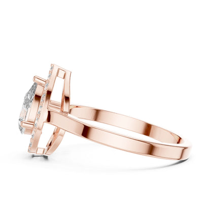 Pear Lab Grown Diamond Halo Engagement Ring