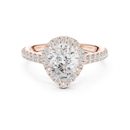 Pear Lab Grown Diamond Halo Engagement Ring