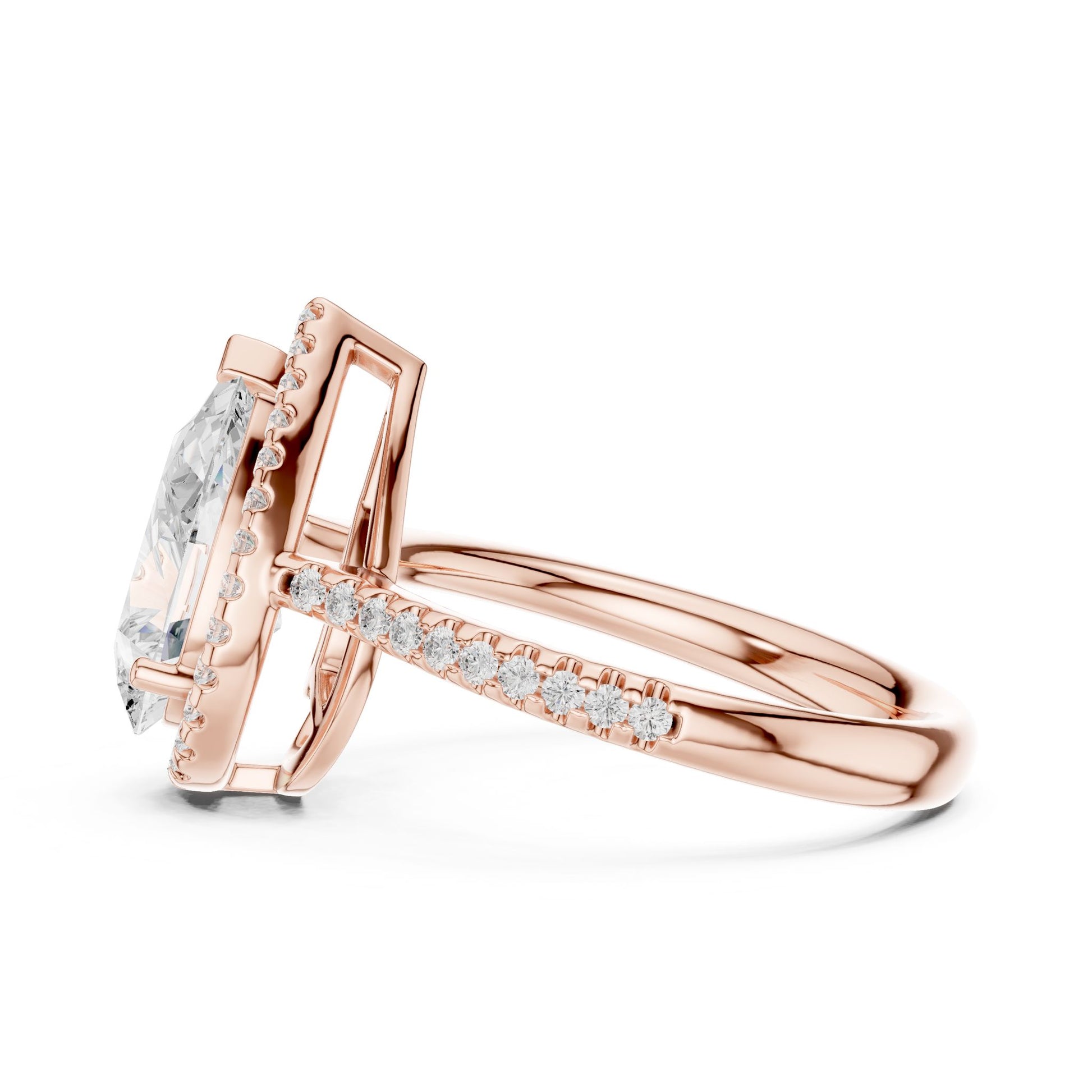 Pear Lab Grown Diamond Halo Engagement Ring