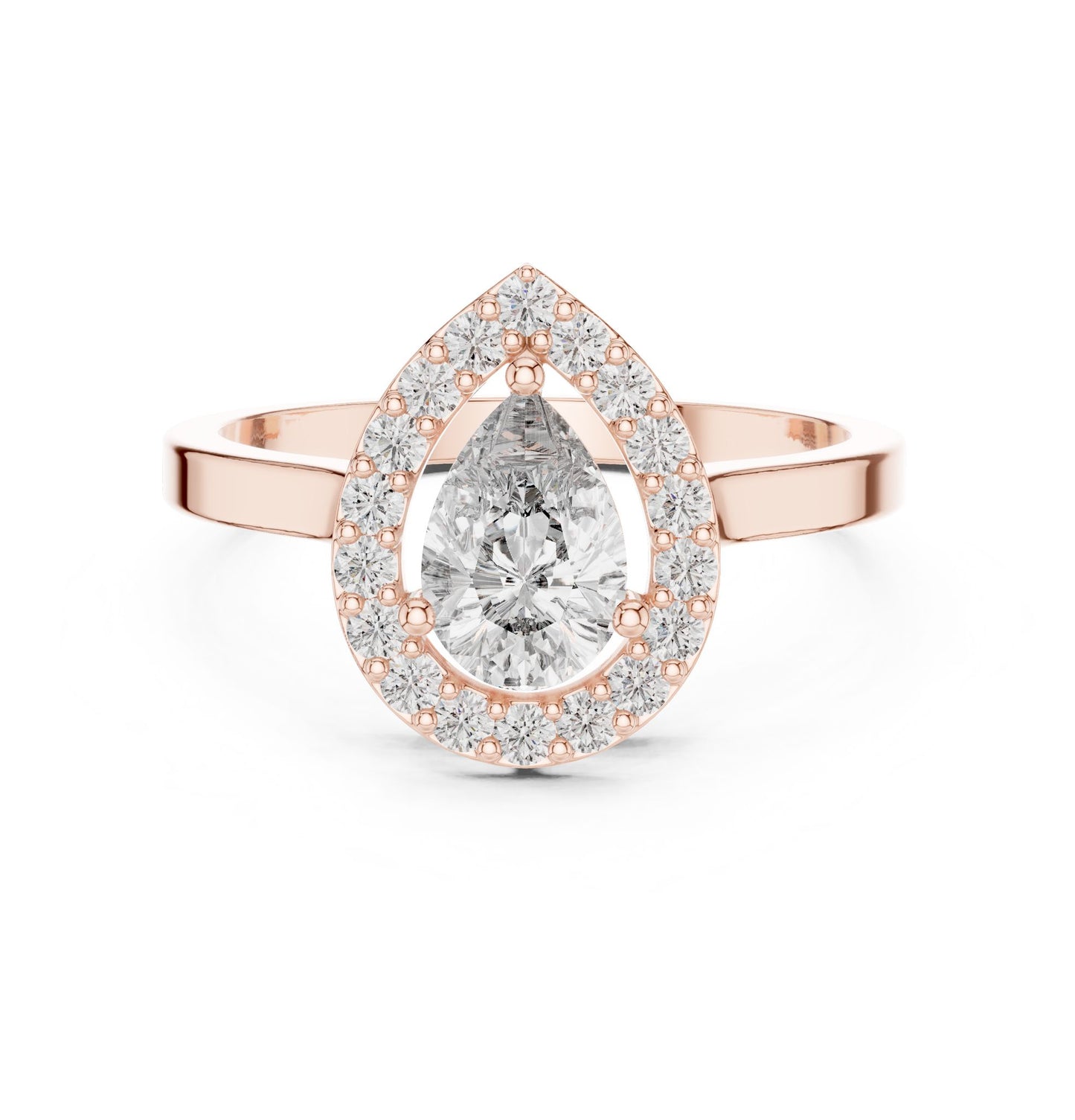 Pear Lab Grown Diamond Halo Engagement Ring