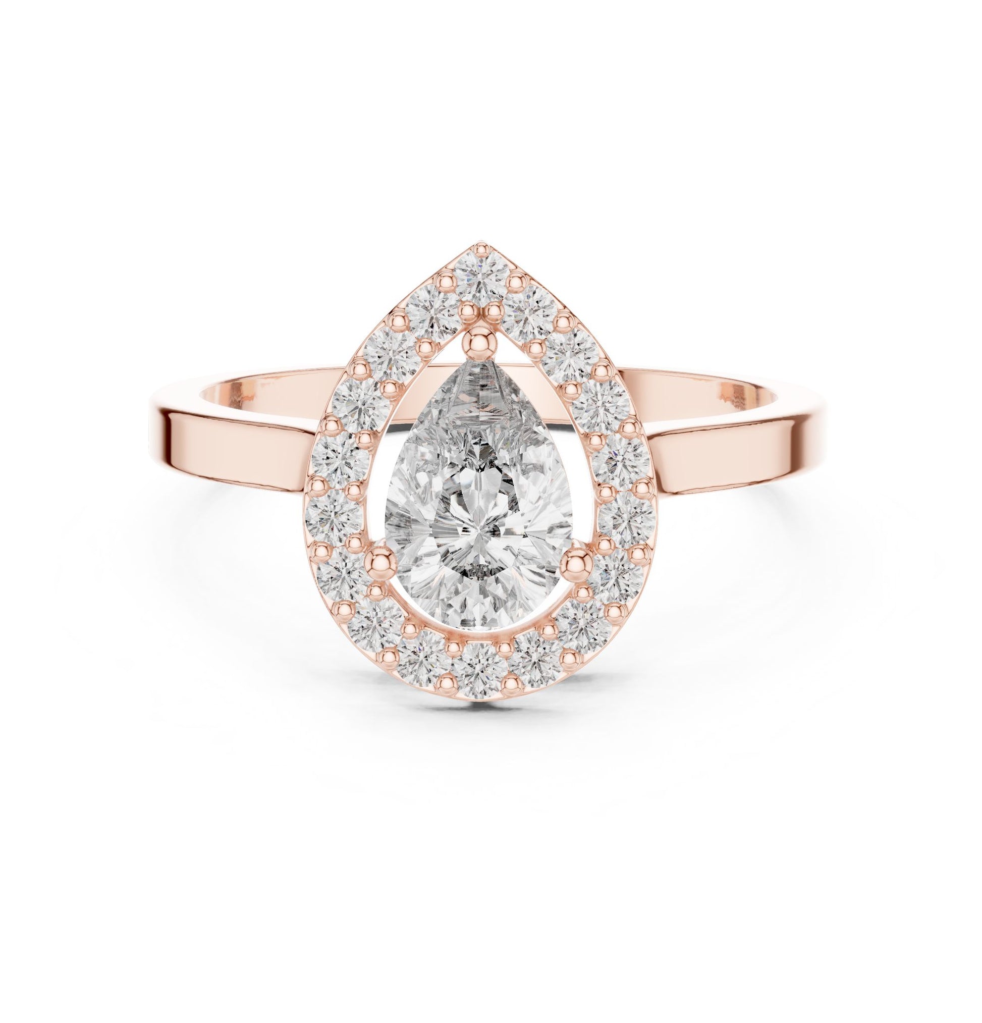Pear Lab Grown Diamond Halo Engagement Ring