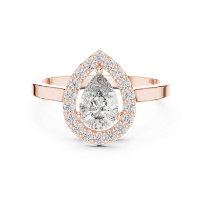 Pear Lab Grown Diamond Halo Engagement Ring