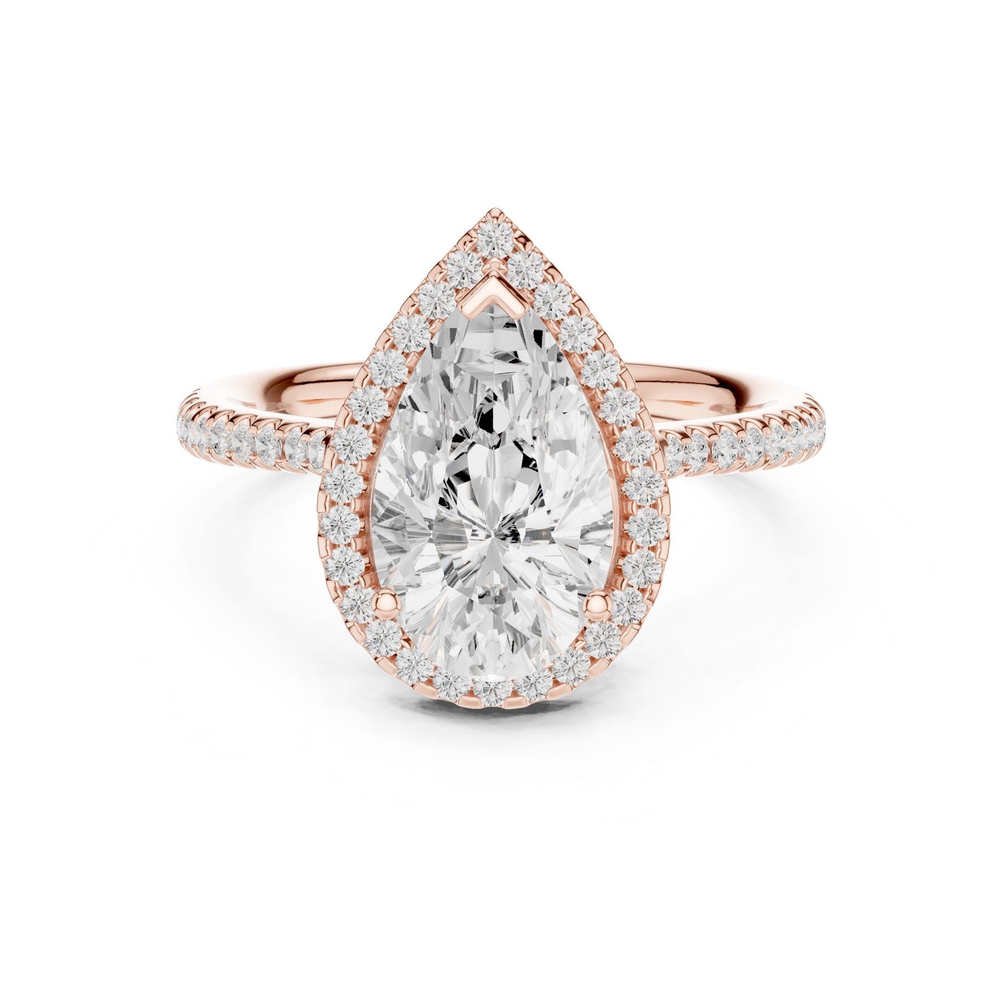 Pear Lab Grown Diamond Halo Engagement Ring