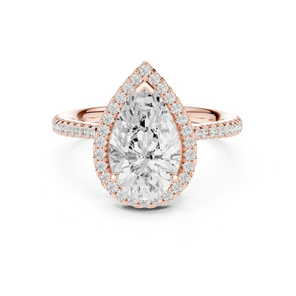 Pear Lab Grown Diamond Halo Engagement Ring
