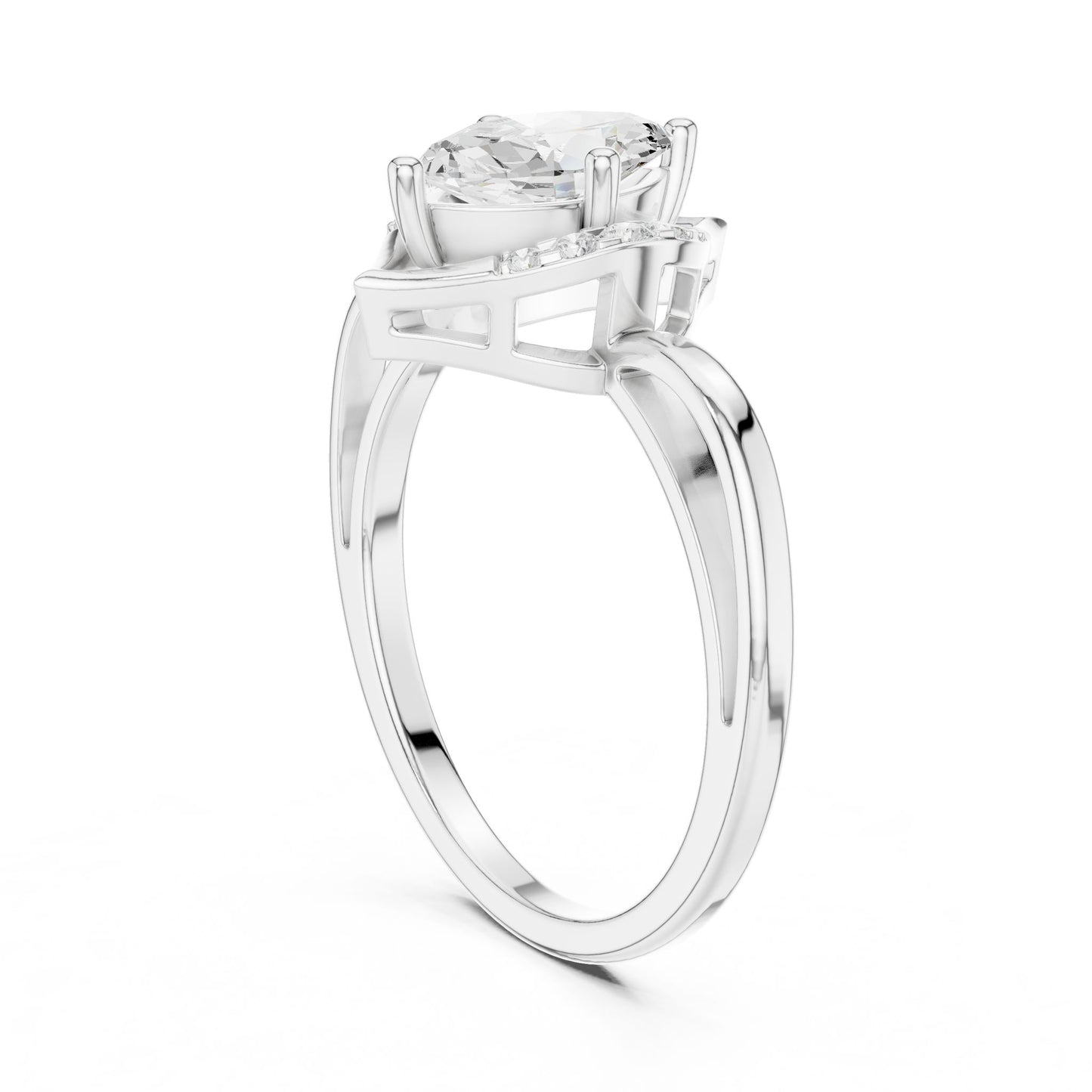 Pear Lab Grown Diamond Halo Engagement Ring