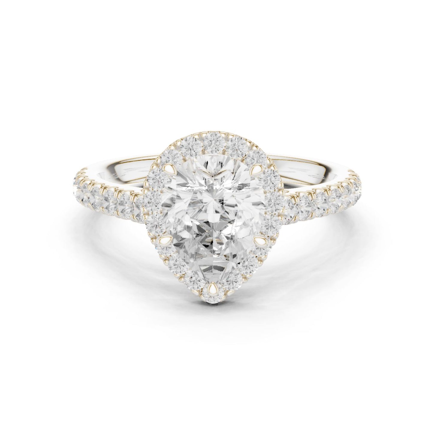 Pear Lab Grown Diamond Halo Engagement Ring